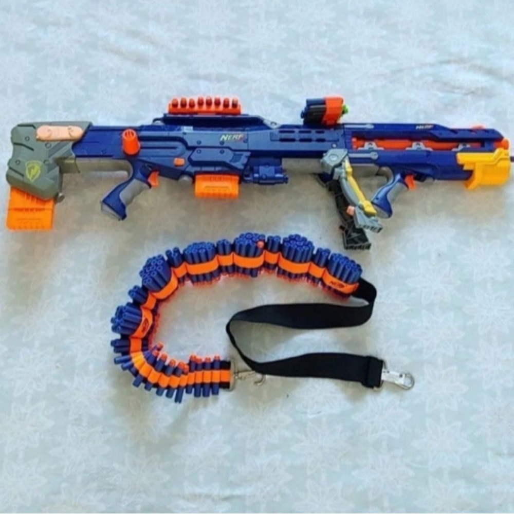 Nerf Longshot cs-6 soft dart gun rifle n-strike 7 pcs and +140 bullets